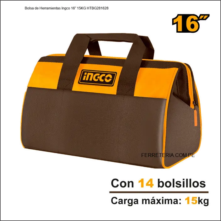 Bolsa de Herramientas Ingco 16” 15KG HTBG281628